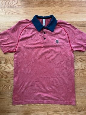 Men's Red Polo with Navy Contrast Collar